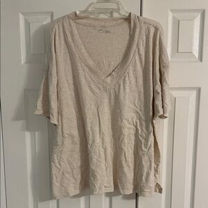 Aerie Light Beige Crew Neck Tee